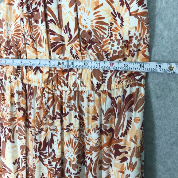 Joie Dress Medium Brown Floral Halter‎ Maxi Pleated Slit Neutral Sundress Resort - Picture 6 of 13